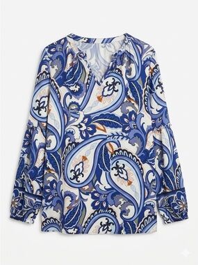 CROWN & IVY Blue paisley tunic top